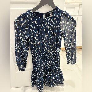 Aqua Navy Floral Kids Dress